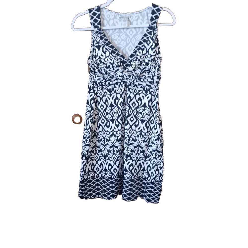 Tommy Bahama Navy and White Printed Midi Dress